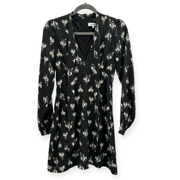 RE/DONE X Levi’s 60s Cowboy Necktie Equestrian Print Black Mini Dress Size Small - Picture 5 of 14
